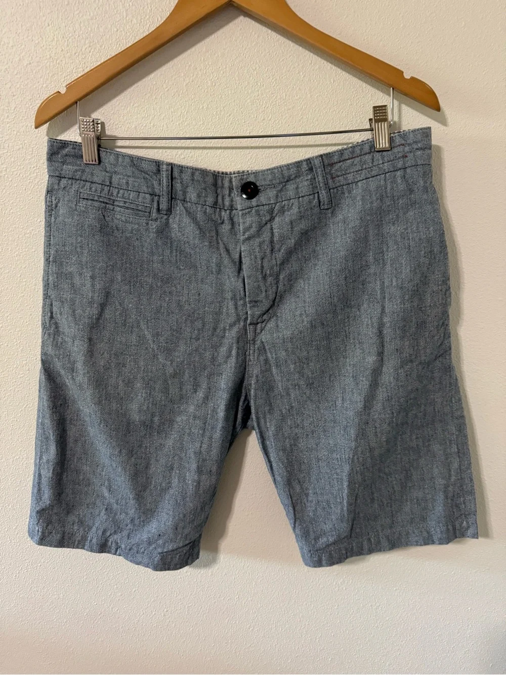 Hiroshi Kato Rinsed Blue Selvedge Chino Shorts Blue 9” Japanese Denim USA-33